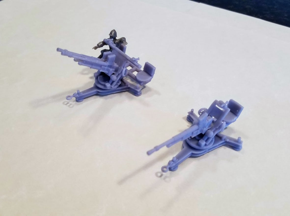 28mm 1/50 unpainted 3D printed WWII French W15T 25mm  AA  Complete Set Gun Crew 