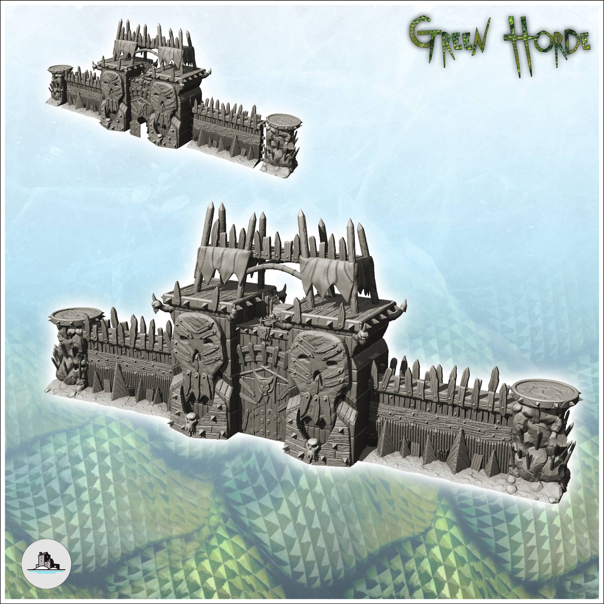 Modular Ork Fortress Wall Set Terrain Scenery Tabletop Warhammer 40k  Compatible